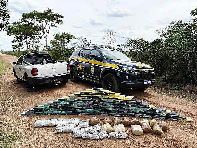 PRF apreende 150 kg de drogas após perseguição entre Miranda e Corumbá