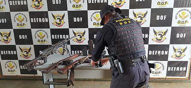 DOF apreende armas de grosso calibre com munições em MS