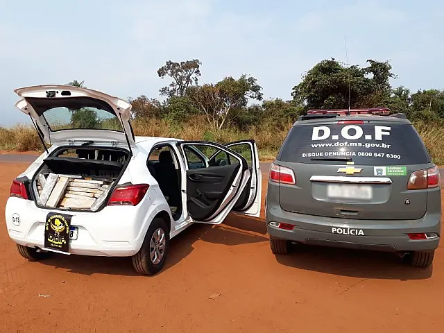 Policiais do DOF apreendem veículo roubado que seguia com maconha para Santa Catarina