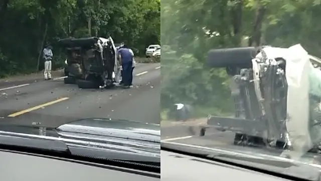 Carro tomba em acidente e interdita BR-262, entre Anastácio e Miranda