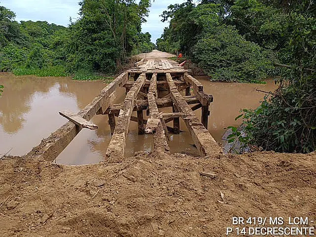 Ponte de Aquidauana na BR-419 fica interditada até o fim de março