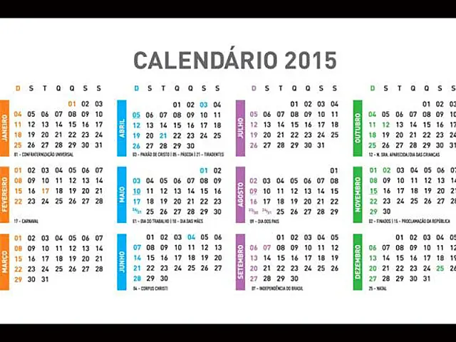 País terá nove feriados nacionais em 2015