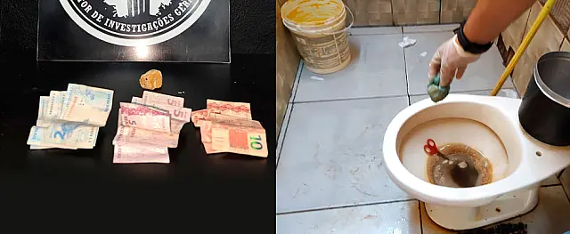Para fugir de flagrante, mulher joga droga em vaso sanitário e acaba presa