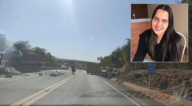 Mulher morre em acidente entre carro e carreta na BR-163