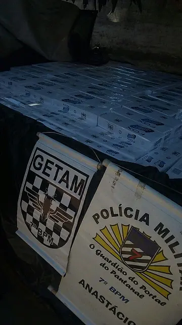 PMs de Aquidauana e Anastácio apreendem 14 mil maços de cigarro