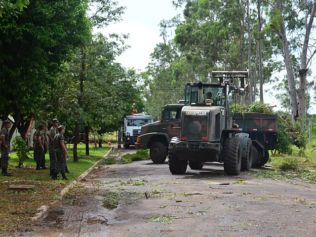 9º BE Cmb e Coeso trabalham na remoção de árvores e no restabelecimento da energia
