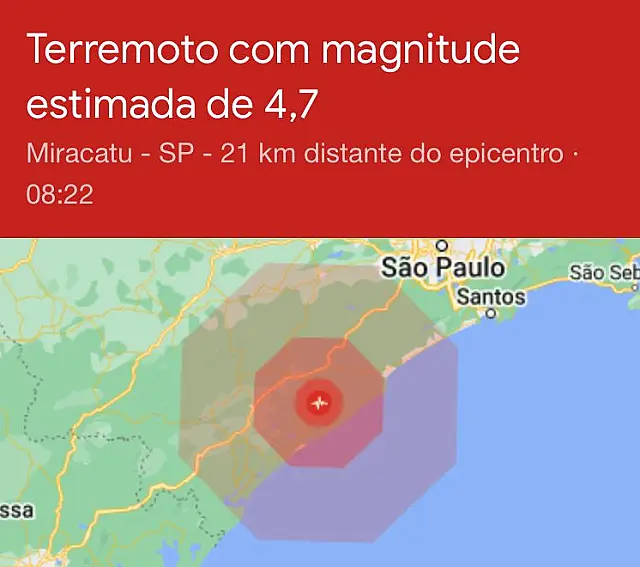 Cidades do Vale do Ribeira sentem tremor de terra de 4º Richter