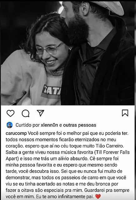 'Pessoa favorita': filha presta homenagem a João Carreiro