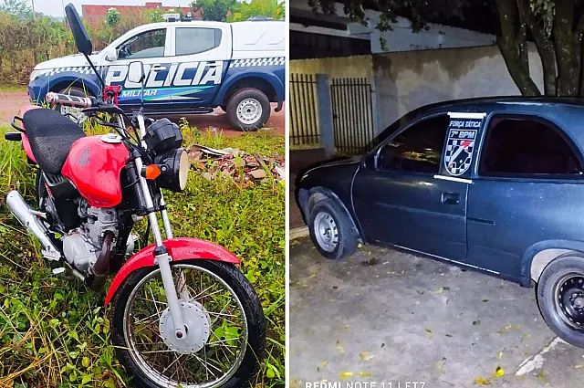 Forças policiais recuperam moto e carro em Aquidauana e Anastácio