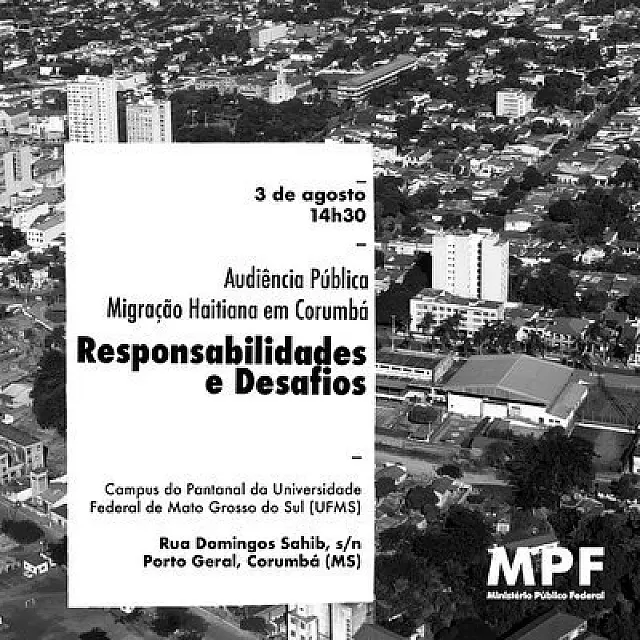 MPF convoca audiência pública sobre migração haitiana em Corumbá