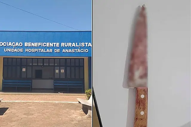 Homem tem faca cravada nas costas pela ex em Anastácio