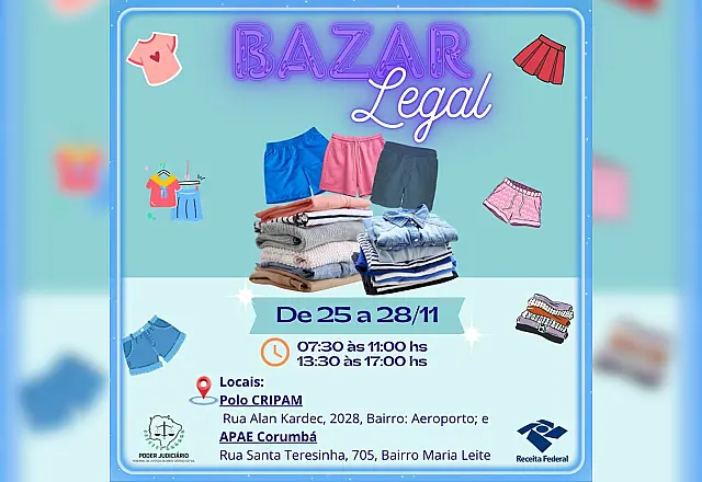 TJMS realiza Bazar Legal em Corumbá até o dia 28 de novembro
