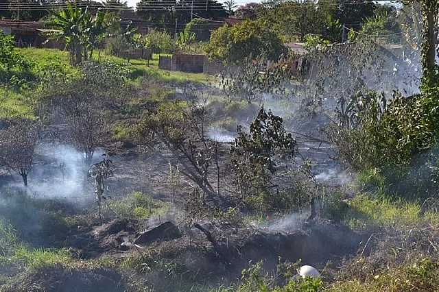 Incêndio em terreno baldio de Anastácio mobiliza os Bombeiros