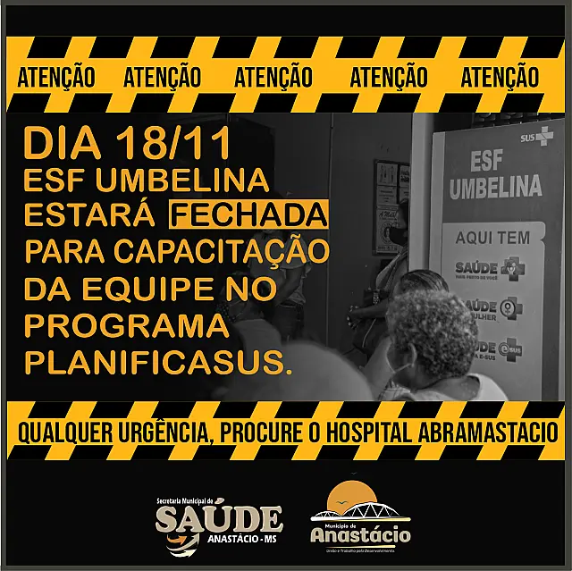 ESF Umbelina estará fechada para capacitação de profissionais
