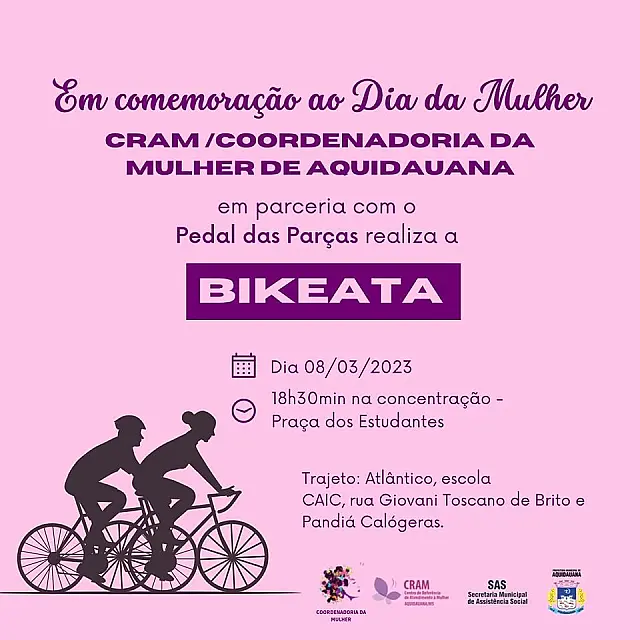 Em alusão ao Dia da Mulher, 'Bikeata' acontece com pedal na Praça dos Estudantes