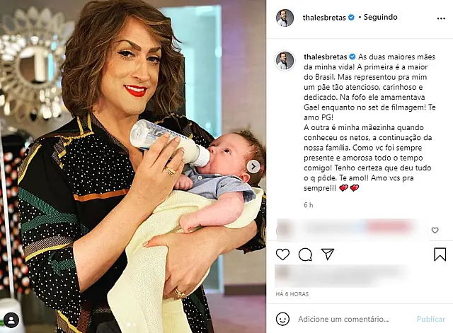 Marido de Paulo Gustavo publica imagem do ator vestido como Dona Hermínia e faz homenagem