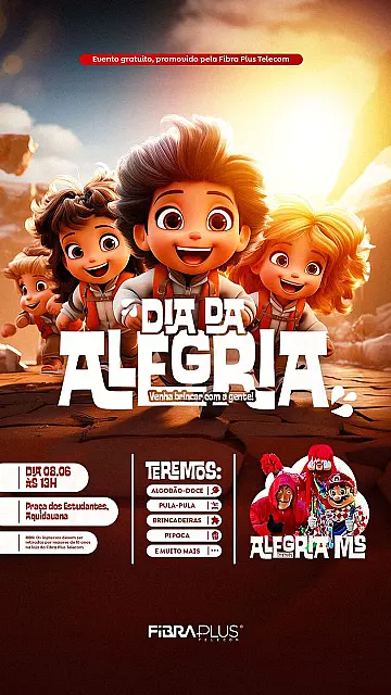 Dia da Alegria terá gincanas e Busão da Alegria de graça em Aquidauana!