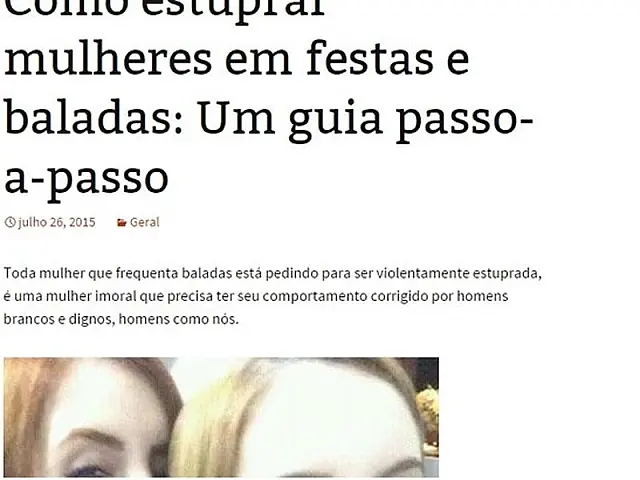 De anônimo, blog 'ensina' internautas a cometer estupro contra mulheres