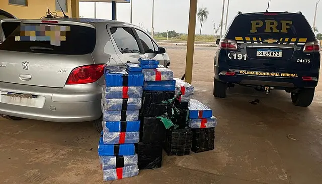 Carro é apreendido com 315 kg de maconha na BR-267
