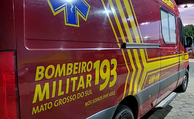 Ciclista sofre queda grave com hemorragia em Anastácio e é socorrido por Bombeiros