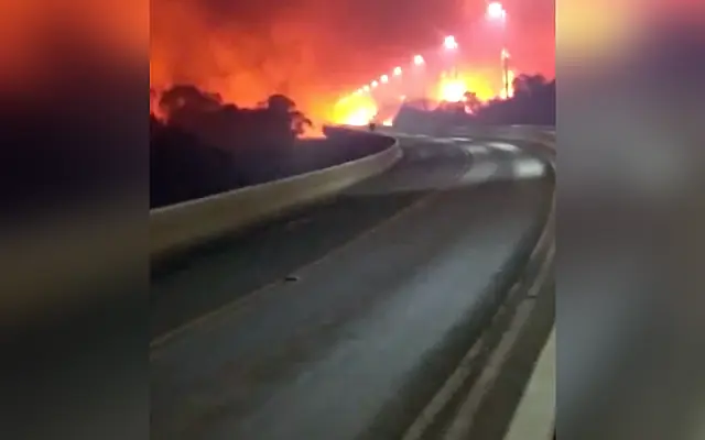 Fogo de horror causa interdição de ponte sobre o Rio Paraguai