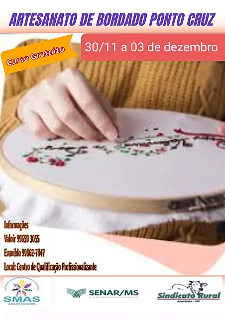 Anastácio abre inscrições para curso de bordado