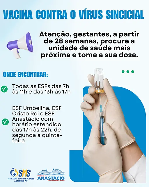 Anastácio oferece imunização contra VSR para gestantes
