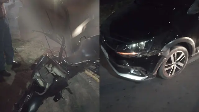 Moto é destruída em colisão contra carro no Centro de Corumbá