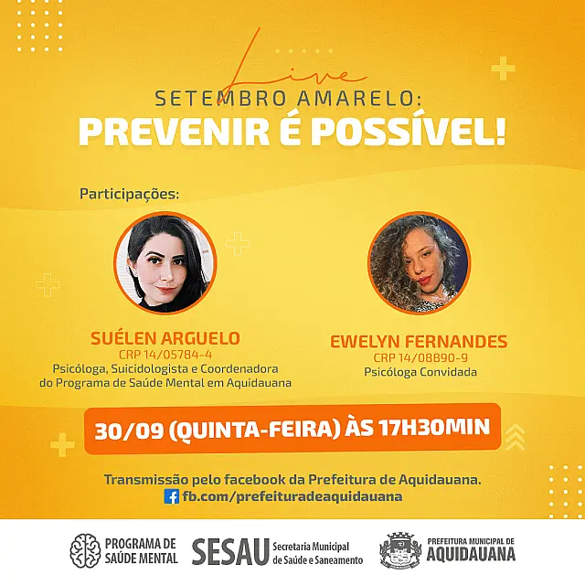 Prefeitura promove live para falar sobre prevenção ao suicídio