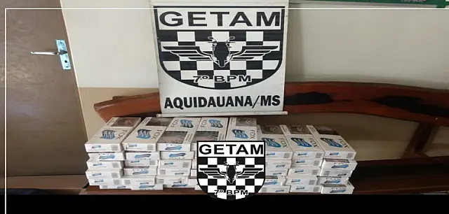 PM apreende 45 pacotes de cigarros contrabandeados em Anastácio
