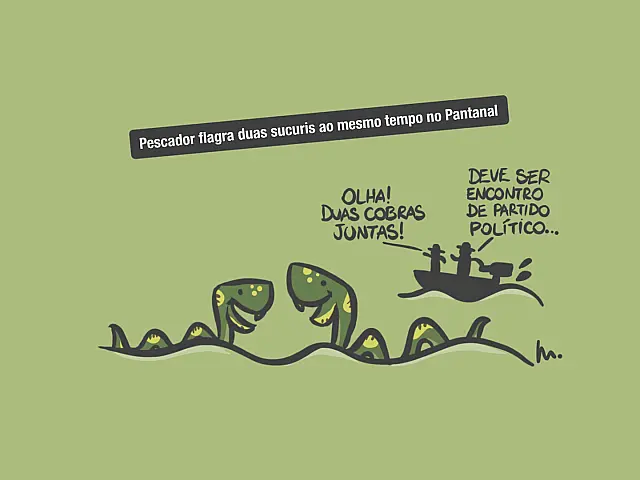 Pescador flagra duas sucuris ao mesmo tempo no Pantanal