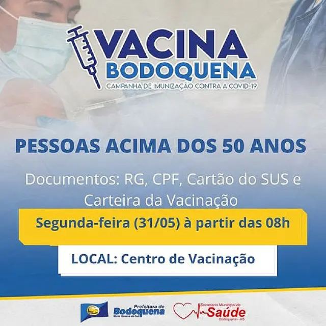 Bodoquena amplia público alvo de vacinação contra Covid