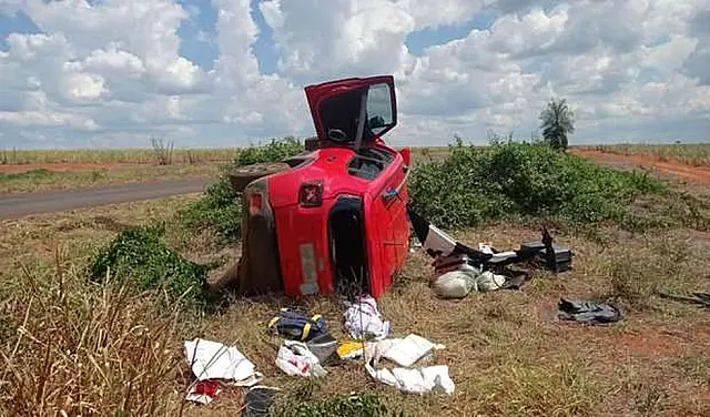 Capotamento na MS-141 mata idosa e deixa motorista ferido