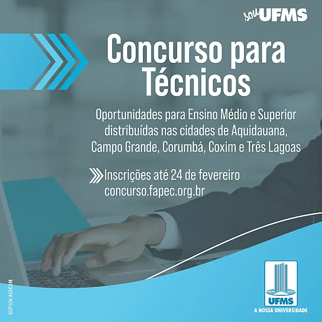 Com vagas em Aquidauana, UFMS abre concurso para técnicos administrativos
