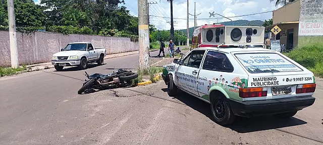Motociclista fica ferido em colisão com carro em Corumbá