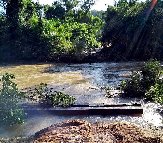 Ponte sobre o Rio Perdido cai e prejudica escoamento da safra