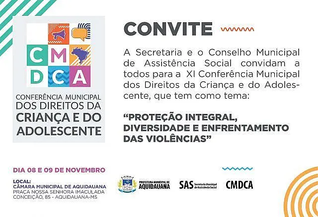 Inscrições abertas para a XI Conferência dos Direitos da Criança e do Adolescente em Aquidauana
