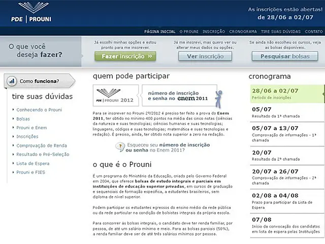 Abertas inscrições para 90.311 bolsas do Prouni