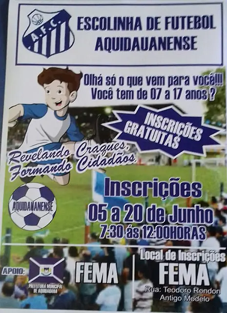 Escolinha de Futebol Aquidauanense está com inscrições abertas