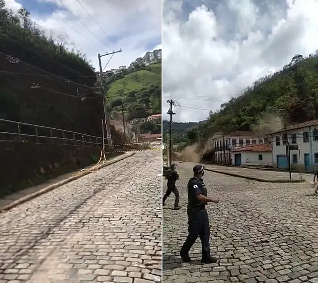 Morro da Forca desaba em Ouro Preto e destrói parte do centro histórico