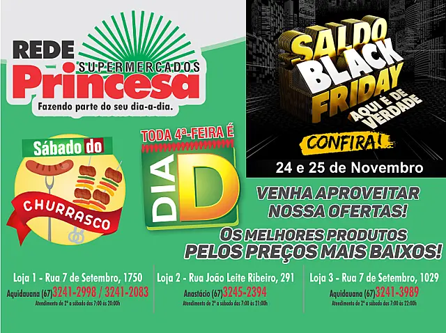 Atenção: Rede Princesa estende 'Black Friday' com ofertas também para o sábado