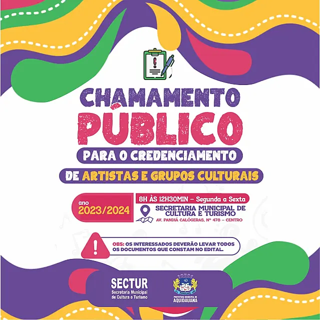 Sectur ainda recebe inscrições para credenciamento de artistas