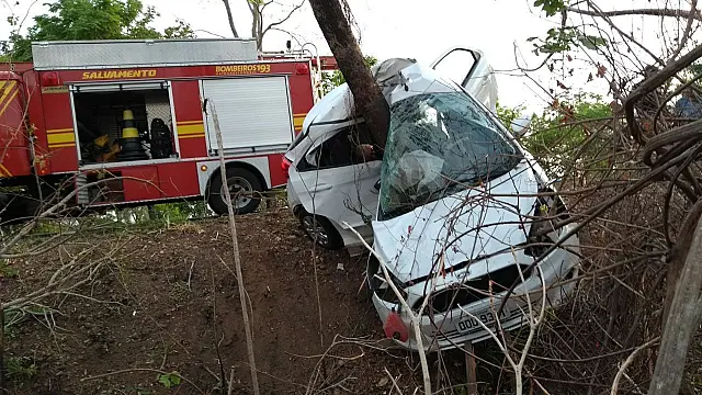 Ford Ka colide contra árvore e deixa pelo menos 2 mortos em Miranda