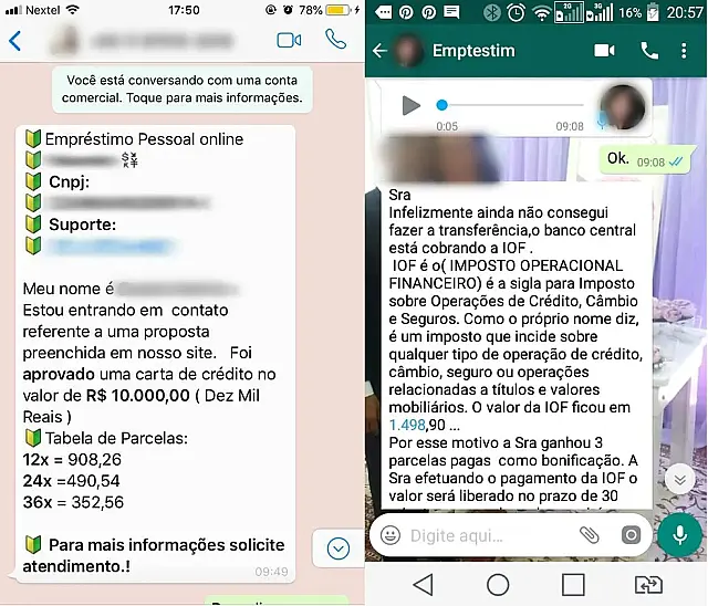 Mulher cai em golpe de falso empréstimo e perde R$ 2.150