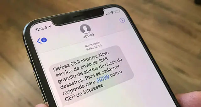 Serviço de alerta de desastres por celular será enviado por mensagem em todo País