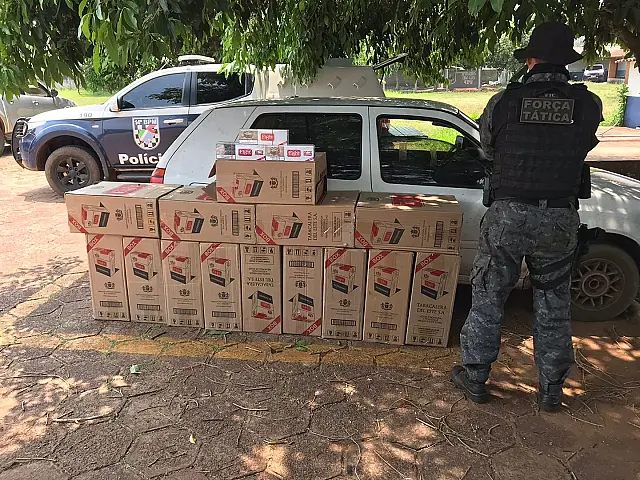 Carro abarrotado de cigarros contrabandeados é apreendido na MS-164