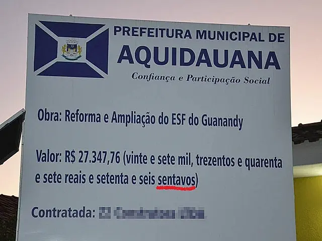 Por rede social, prefeito pede desculpas por erro ortográfico em placa