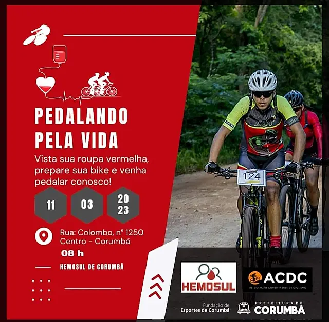 'Pedalando pela vida': pedal por importância em doação de sangue acontece no sábado