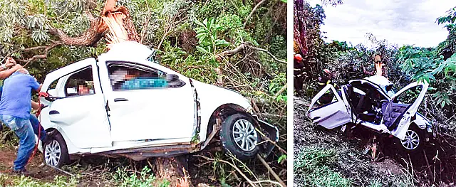Mulheres morrem após carro sair da pista e bater em árvore