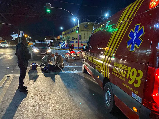 Acidente entre caminhonete e moto deixou motociclista ferido em Anastácio